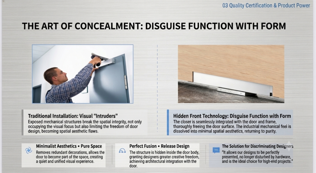 hydraulic pivot design and conceal advantages